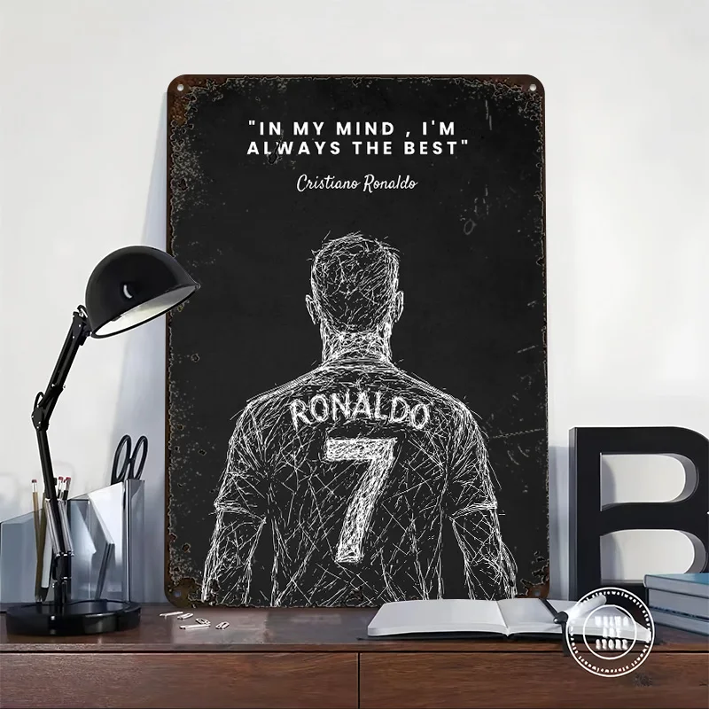 Cristiano Ronaldo I'm The Best Quotes Printed Poster Customized Retro Wall Art Vintage Metal Tin Signs for Custom Plate House