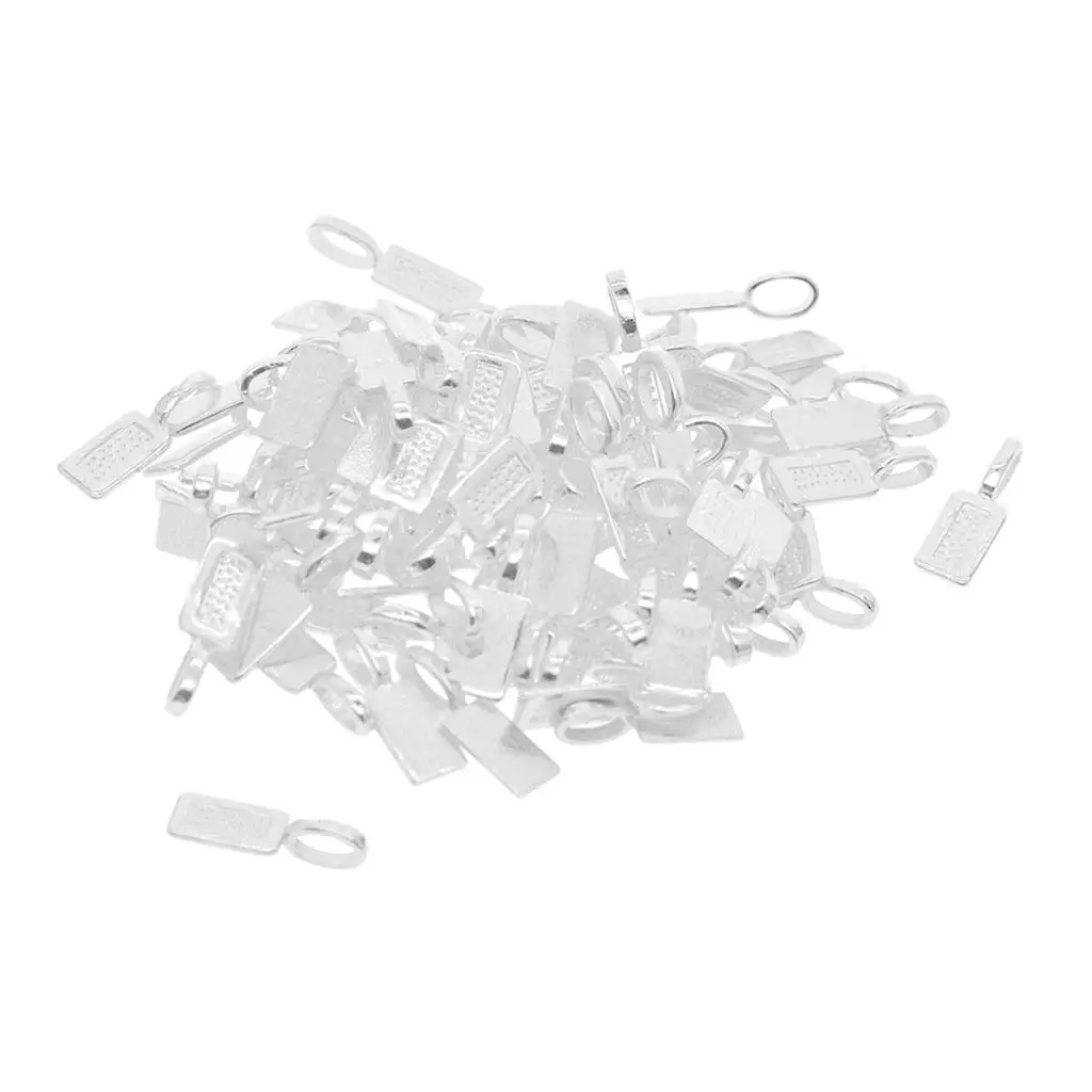 2-6pack 50 Pieces Blank Rectangle Bezel Glue On Bails Charm Pendant