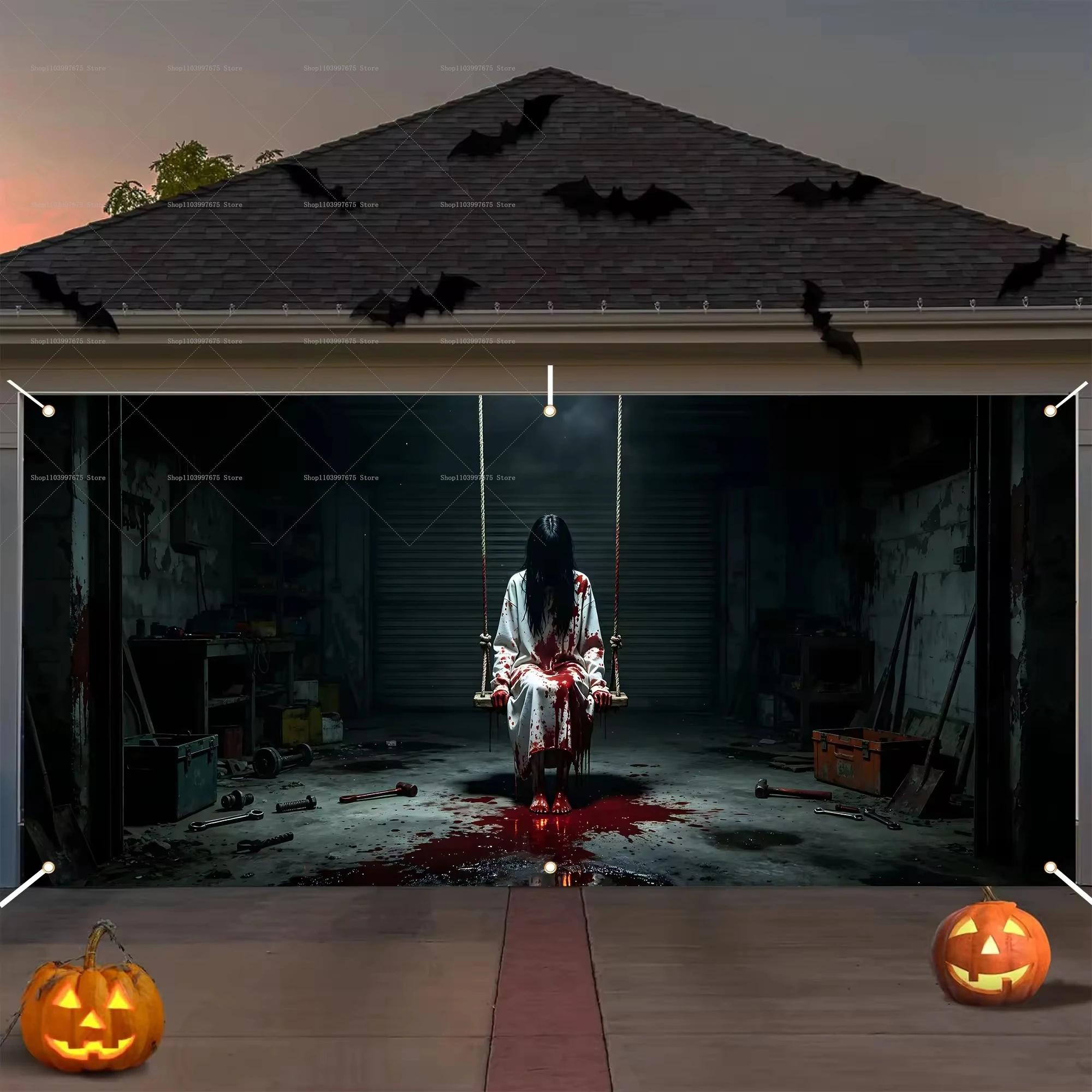 Model Kit Zombie Girl - Halloween Garage Door Banners Ghost LADY