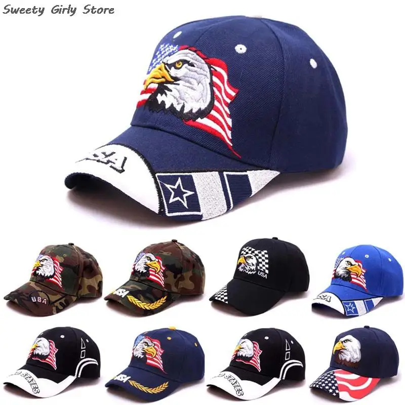 USA American Flag Sports Caps Fashion Cotton Baseball Cap Men Women Hip Hop Casquette Leisure Snapback Hat Sun Protection Visor