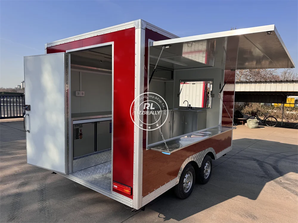 Carrinho de comida rápida móvel lanche quiosque de pizza caminhão de catering caminhão de comida de rua cozinha móvel totalmente equipado carrinho de sorvete