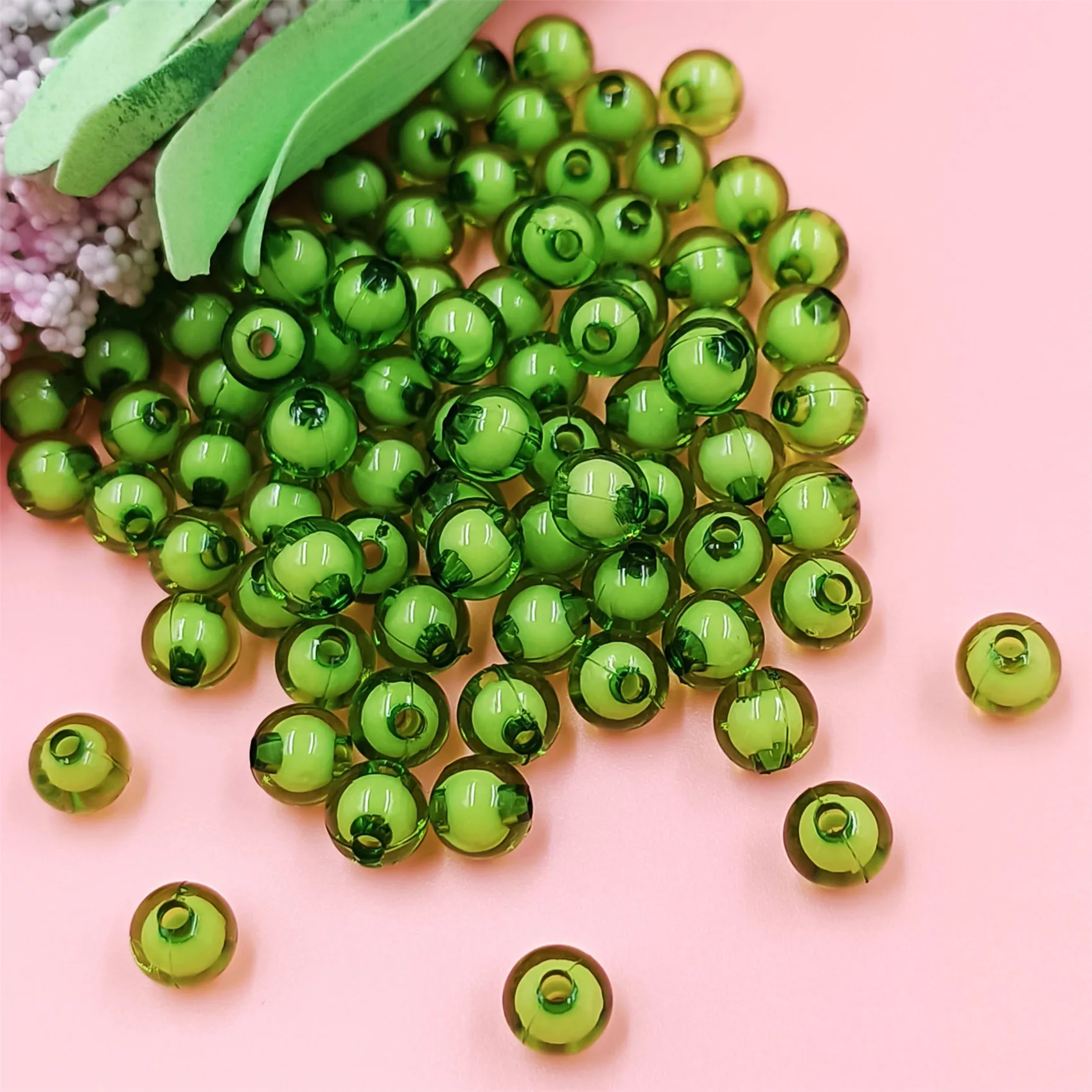 40/20Pcs 8mm/10mm Transparent Acrylic Round Beads Double Layer Color Making Necklace Bracelet DIY Jewelry Material Wholesale