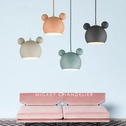 Mickey moderno luzes pingente de ferro colorido hanglamp para sala jantar quarto do bebê nordic decoração casa e27 luminária suspensão