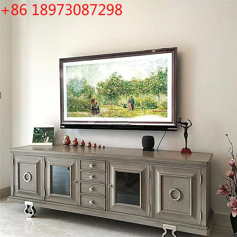 

Американский шкаф для телевизора, светлый роскошный антикварный старый шкаф для телевизора с резьбой по дереву, металлические ножки