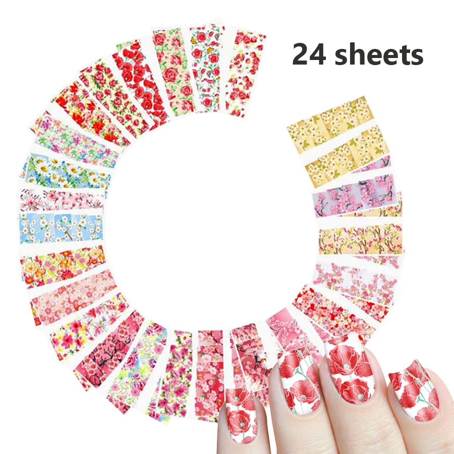 Buntes Blumen- und Fruchtdesign Erdbeer-Nagelkunst DIY Wassertransfer-Aufkleber-Set - Gemischte Designs Maniküre-Aufkleber – Detail 5