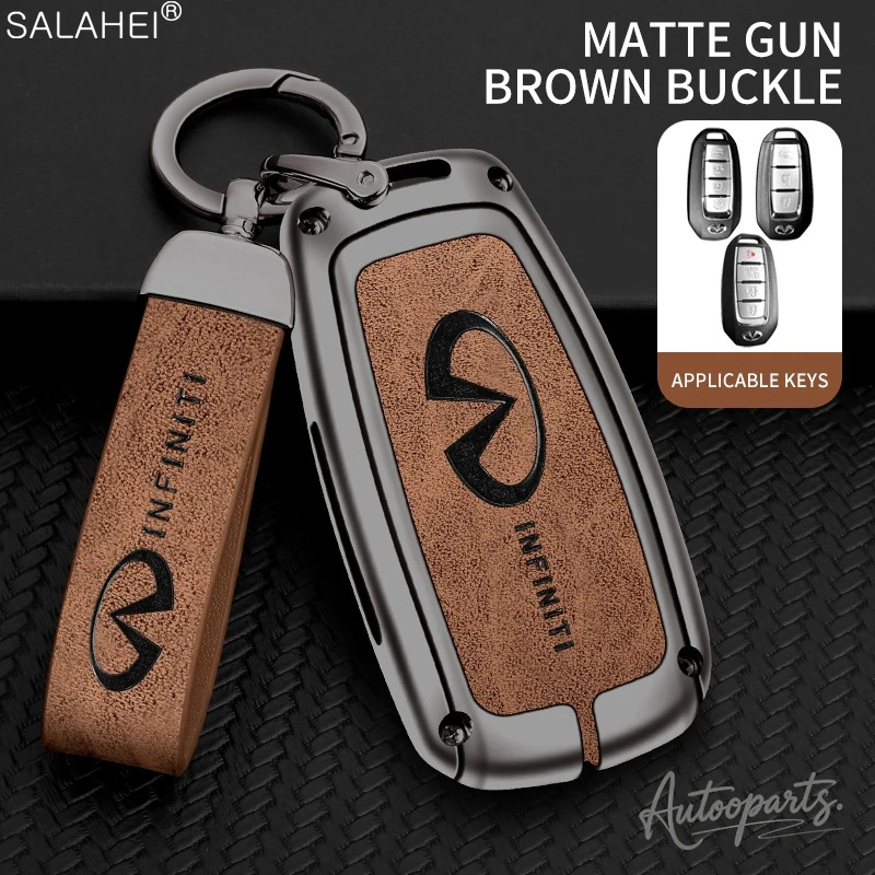 Alloy Leather Car Key Case Cover For Infiniti Q50 Q60 Q70 QX50 QX60 QX70 G25 FX JX35 FX25 FX35 EX35 FX37 Auto Keychain Accessory view 5