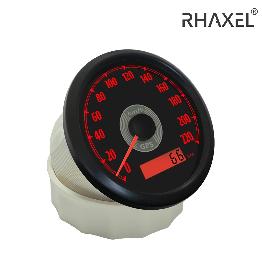 RHAXEL Universal Waterproof GPS Speedometer Odometer 150MPH 160MPH 160KM/H 200KM/H for Car Motorcycle 12V/24V 85mm