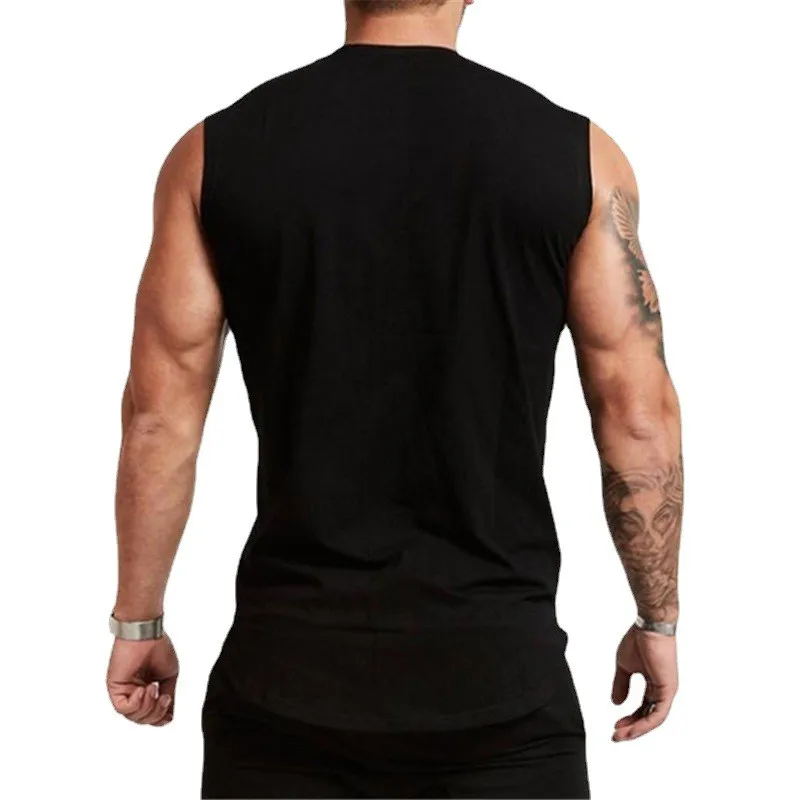 Summer Casual Comfortable V-neck Vest Men's Exercise Fitness Moisture-absorbing Sweatshirt Cotton Breathable T-shirt