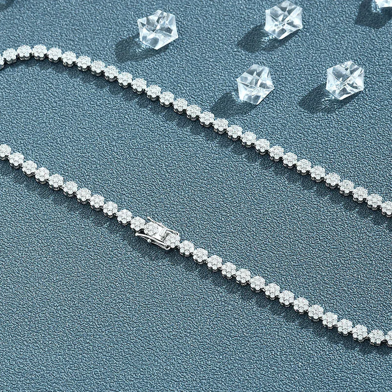 قلادات Butterflykiss مويسانيتي/زركونيا زهر البرقوق للنساء GRA معتمدة من الفضة الإسترليني عيار 925 مطلية بالفضة عيار 18 قيراط على شكل زهرة #6