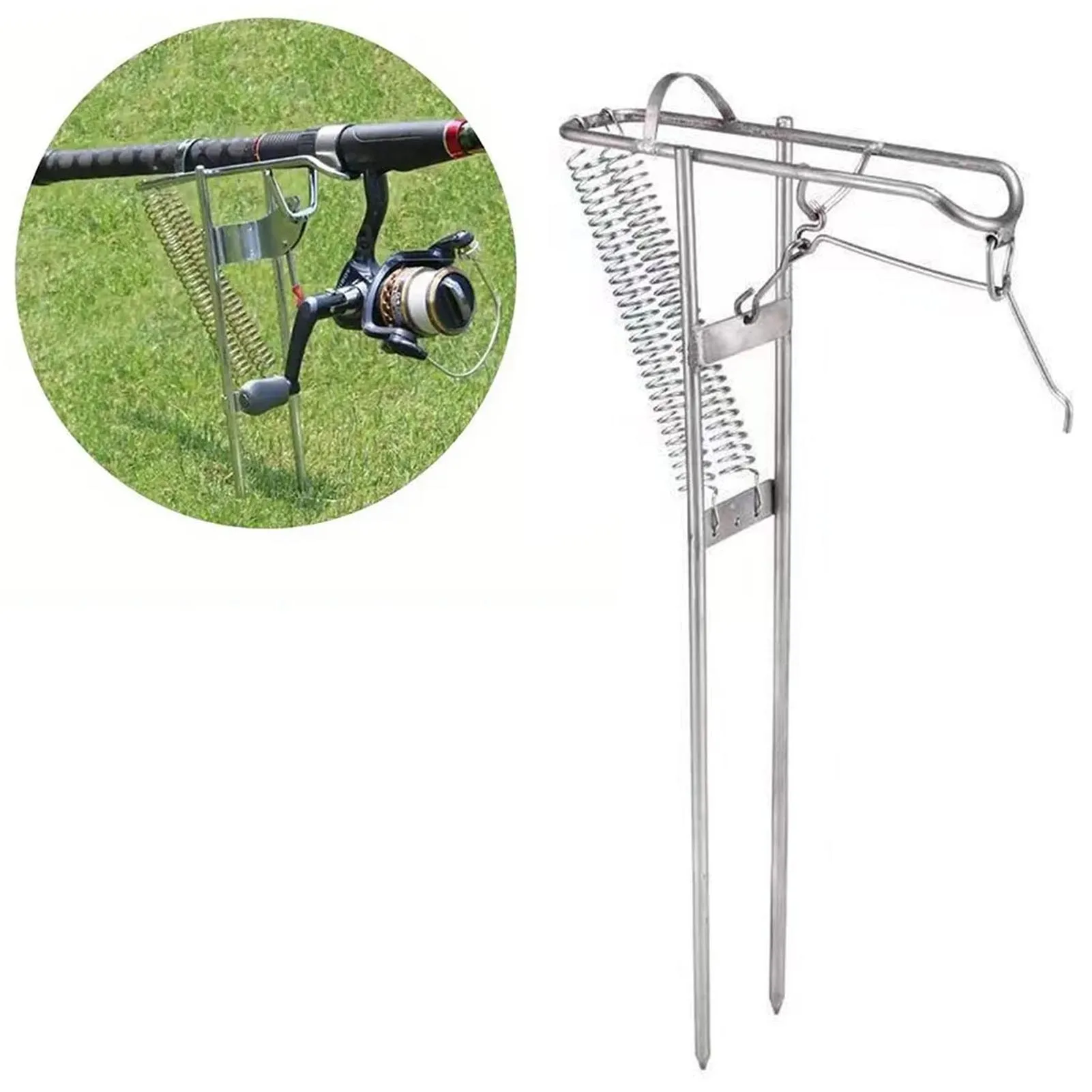 Automatic Spring Fishing Rod Holder High Sensitivity Durable Ground Support Brackets Suitable for Sea Lake River Fishing