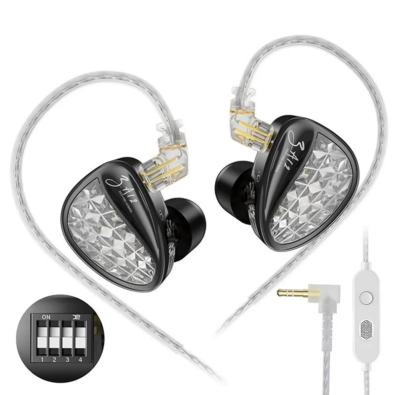 Super Sale KZ ZA12 2DD+4BA Hybrid IEM Tuned Version with Mic
