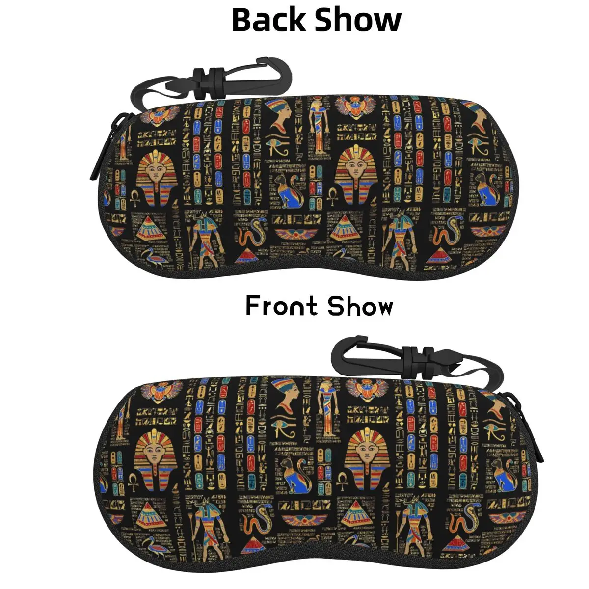 

Egyptian Hieroglyphs And Deities Shell Glasses Case Portable Sunglasses Box Women Men Soft Eyeglasses Bag Pouch