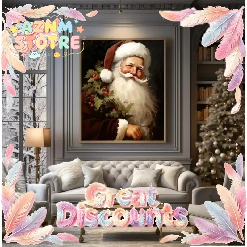 Retro Santa Christmas Artful Christmas Decore Holiday Prints Xmas Wall Art Seasonal Wall Art Xmas Decor-print Santa