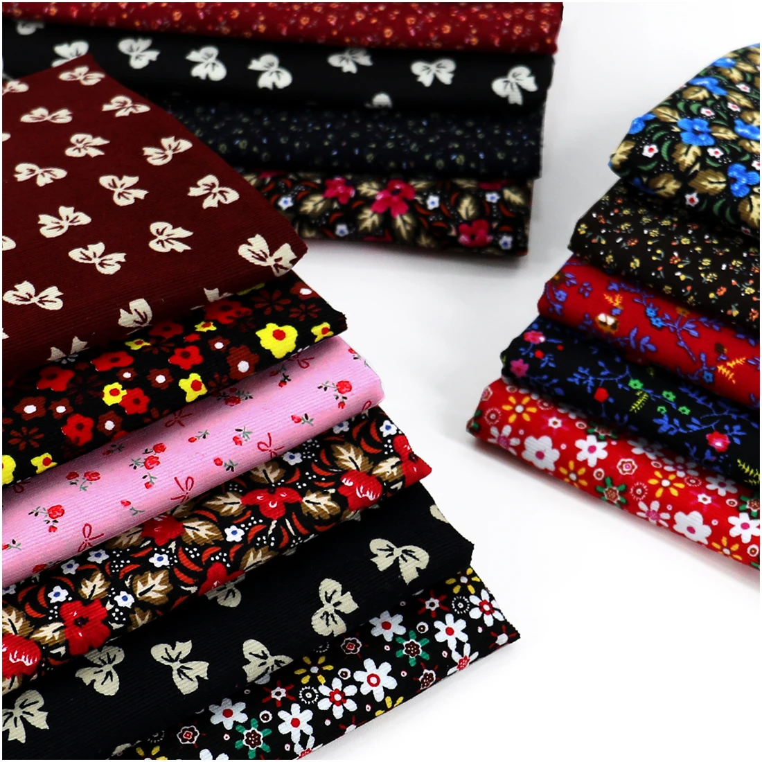 Floral Printed 100% Cotton Fine Corduroy Fabric For DIY Sewing Dress Coat Pants Pure Coton Fabrics