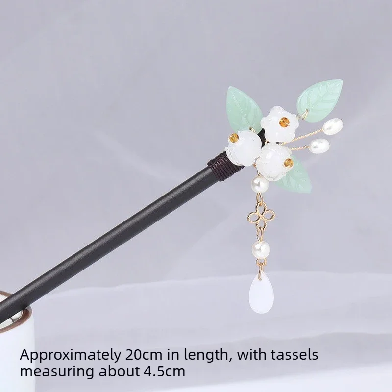 

Antique hairpin, fringed step hairpin, new Chinese style disc hair, wooden hairpin, hairpin, lily of the valley Hanfu headdress.