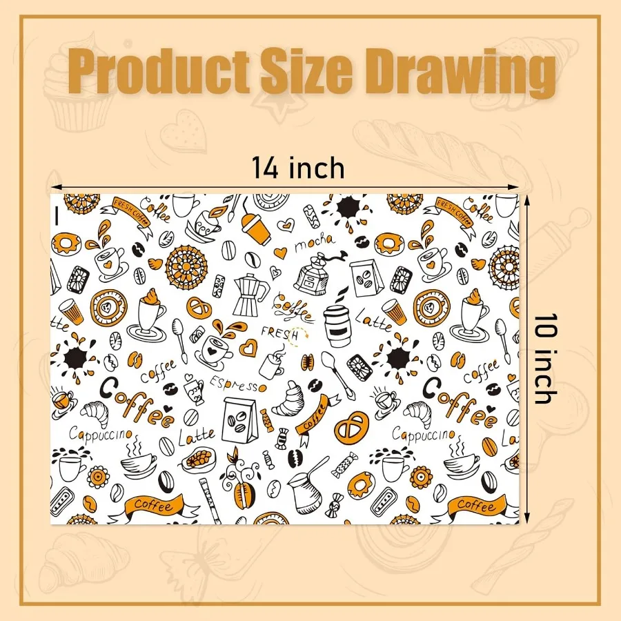 200 fogli di carta Deli 10 x 14 fogli di carta cerata premium resistenti al grasso per imballaggio alimentare, ideali per la sabbia