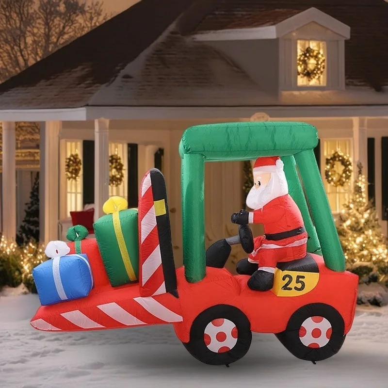 Christmas gift forklift inflatable Santa Claus luminous props holiday decoration ornament Christmas air model