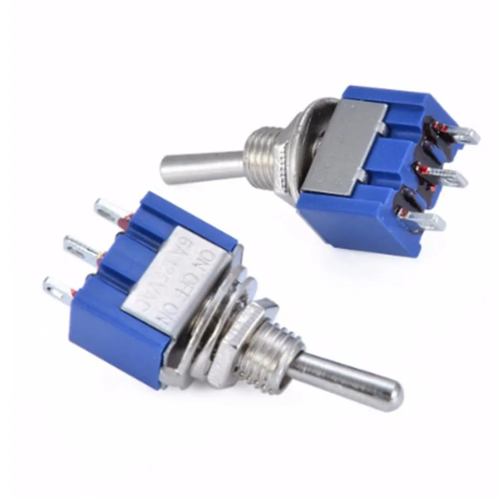 5pcs SPDT Toggle Switch Marine Rocker Toggle Switch MST-103 AC125V 6A ON/OFF/ON Self-reset Toggle Switch DPDT 3A 250VAC 6A 125V