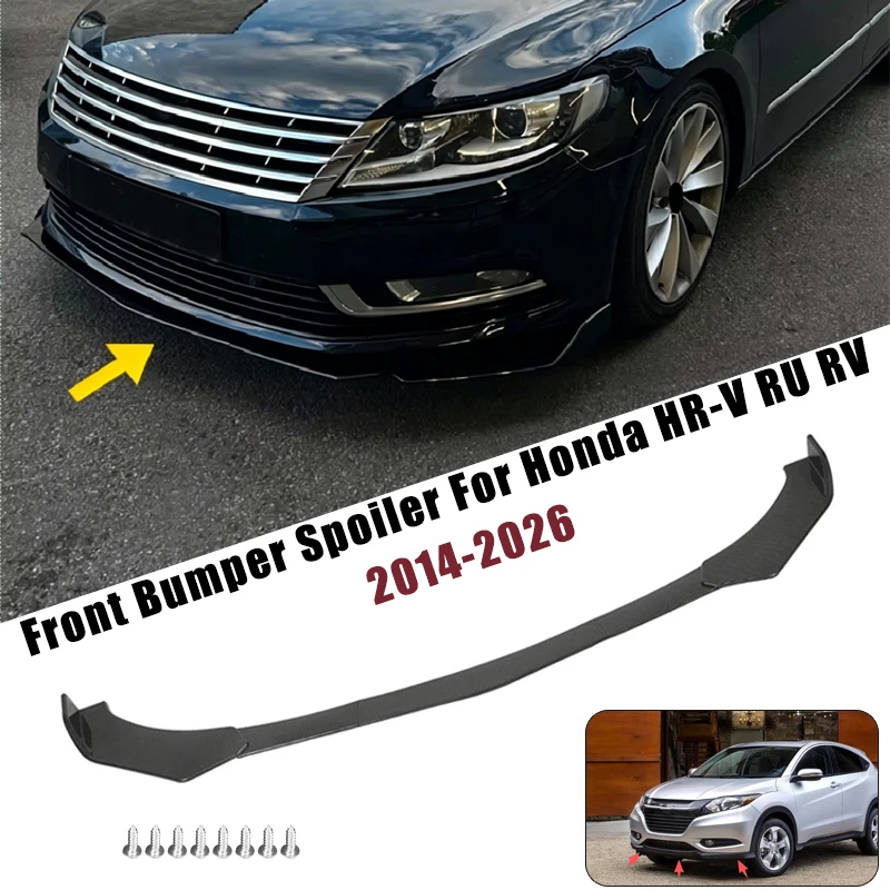 Sport Front Bumper Splitter Spoiler Lip For Honda HR-V RU RV 2014-2026 5Pcs Adjustable Sectional Car Exterior Tuning Body Kit