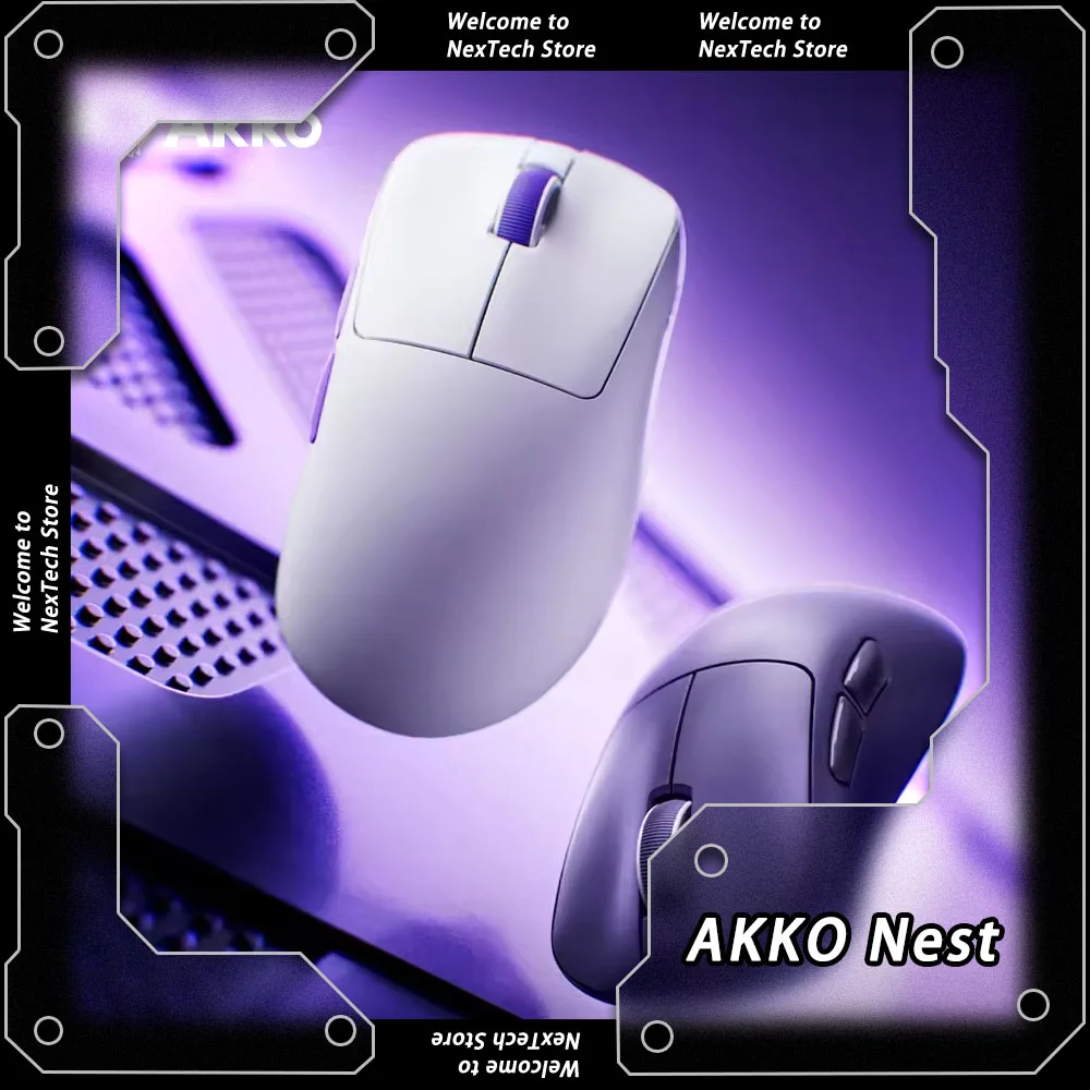 AKKO Nest Dual 8K Wireless Mouse Three-mode PAW3950 Sensor Gaming Mouse 30K DPI Driver Right-handed Bluetooth E-sports Mice