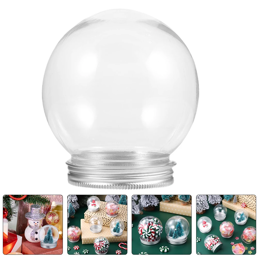 

8Pcs Candy Bottle Clear DIY Snow Globe Round Water Globe Xmas Christmas DIY Supplies Easy Operate Crafts Decoration