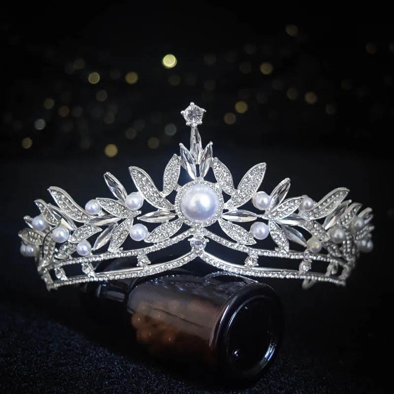 Gorgeous Flowers Crystal Pearl Big Wedding Crown Headband Bridal Tiara Party Show Pageant Hair Accessories