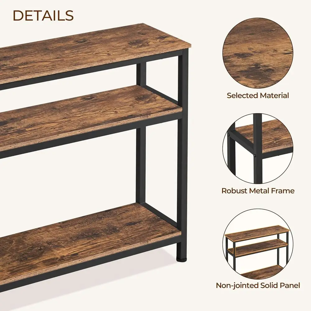Industrial ole Table, 3 Tier Entryway Table with Storage Shelves, Narrow Soa Tables or Living Room, oyer, Hallway, Entrance, Met image 6