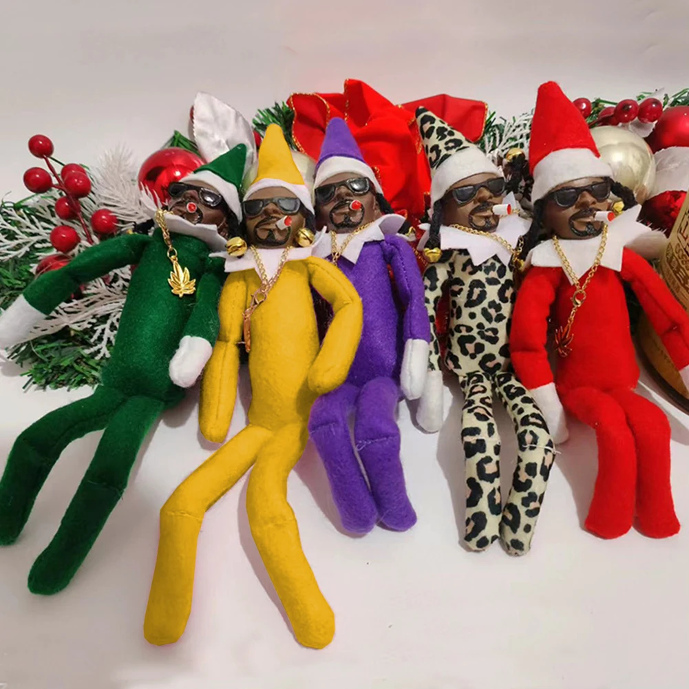 Christmas Elf Doll Snoop on A Stoop Hip Hop Doll Ornaments Handmade Elf Doll Christmas Tree Doll Ornament New Year Xmas Gift ﻿