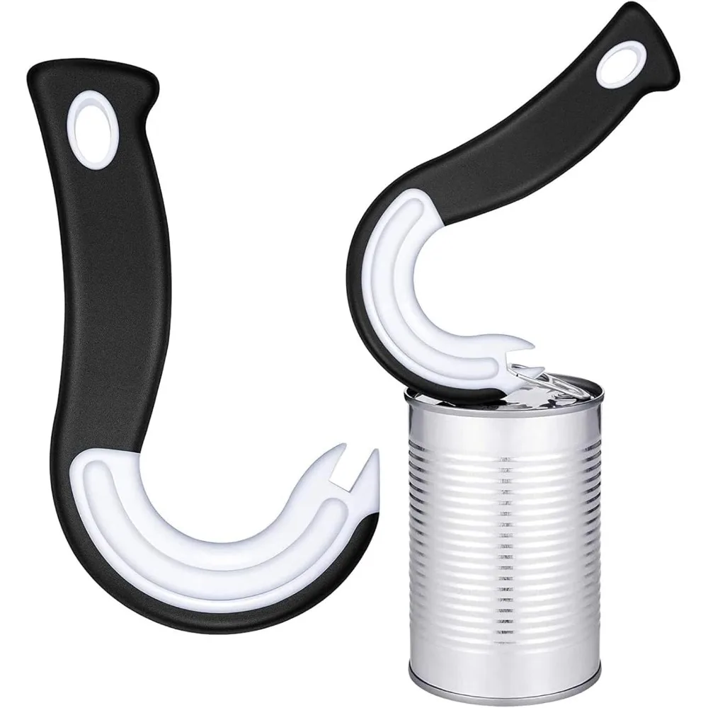 

J-Shaped Can Opener Tool – Easy Jar, Lid, Bottle & Ring Pull Can Opener for Seniors, Arthritis Hands, Kitchen Aid for Canning &
