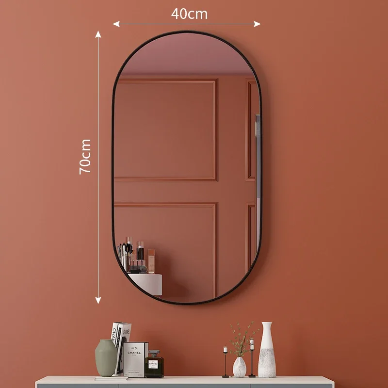 Golden Oval Bath Mirrors Wall Mounted Toilet Dressing Table Makeup Mirror Aluminum Alloy Bathroom Mirror Bathroom Home Decor