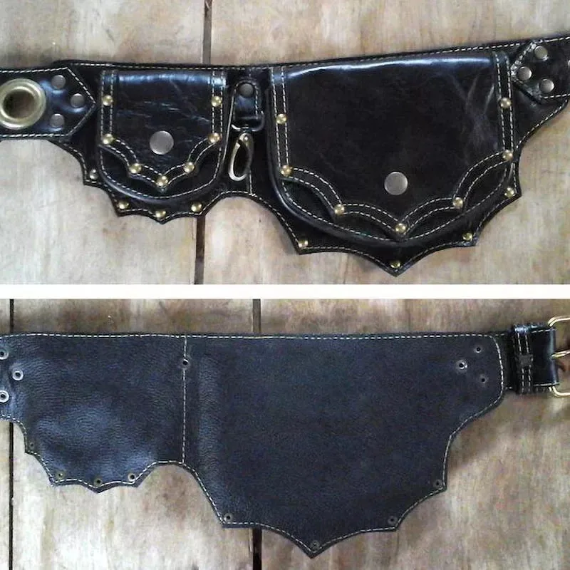 Bolsa de cintura de couro Steampunk medieval para mulheres, Utilitário Hip Belt, Bolso Festival, Gótico Fanny Pack, Acessório Cosplay Viagem, Novo