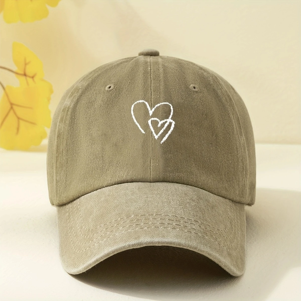 Korean version of embroidered love baseball cap women wash jeans retro do old-fashioned caps men face small