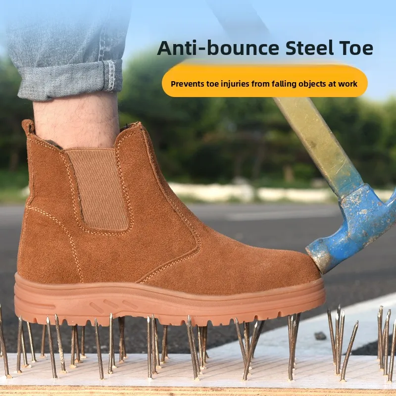  Welder Men's Safety Shoes Anti-Scald High-Top Steel Toe Breathable Work Boots Lightweight Comfortable for Constructi...