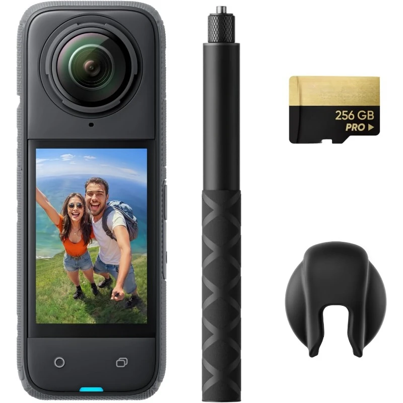 8K Waterproof 360 Action Camera, 4K Wide-Angle Video, Invisible Selfie Stick, Removable Lens Guards, 135 Min Battery Life