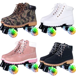 Roller Skate Shoes Double-Row 4 Wheels Sneakers Youth Child Beginner Men Women Adult Flashing Quad Skates Skating Sport Footwear