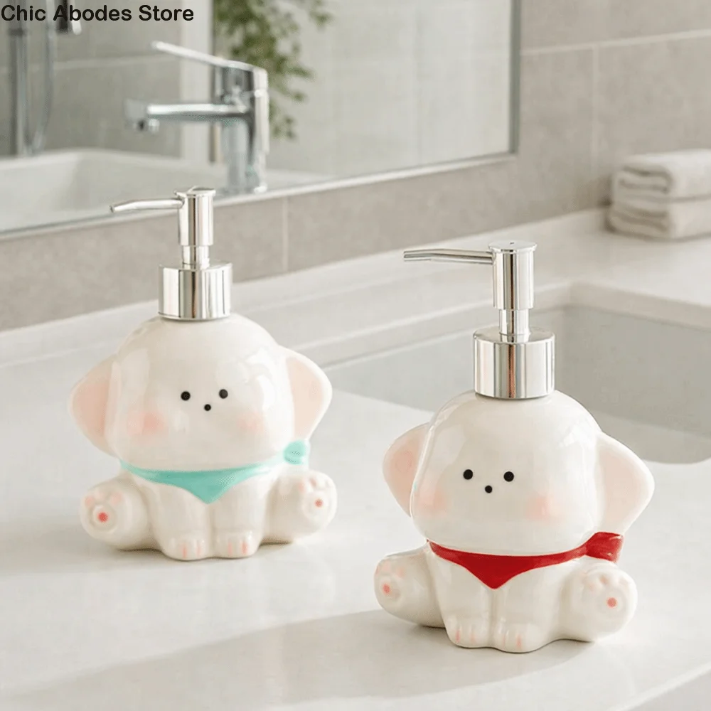 

Ceramic Liquid Soap Dispenser Dog Shape Press Pump Shower Gel Separate Bottles Cute Empty Bottle Dog Shape Lotion Bottle Kitchen