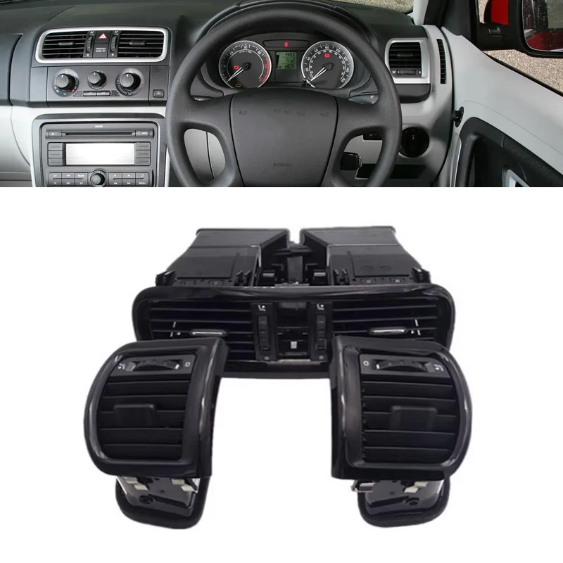 Air Vent Outlet For Skoda Fabia 2 mk2 Roomster 2007 2008 2009 2010 Bright Black Dashboard Center 5j0820951e 5J0819701 5J0819702