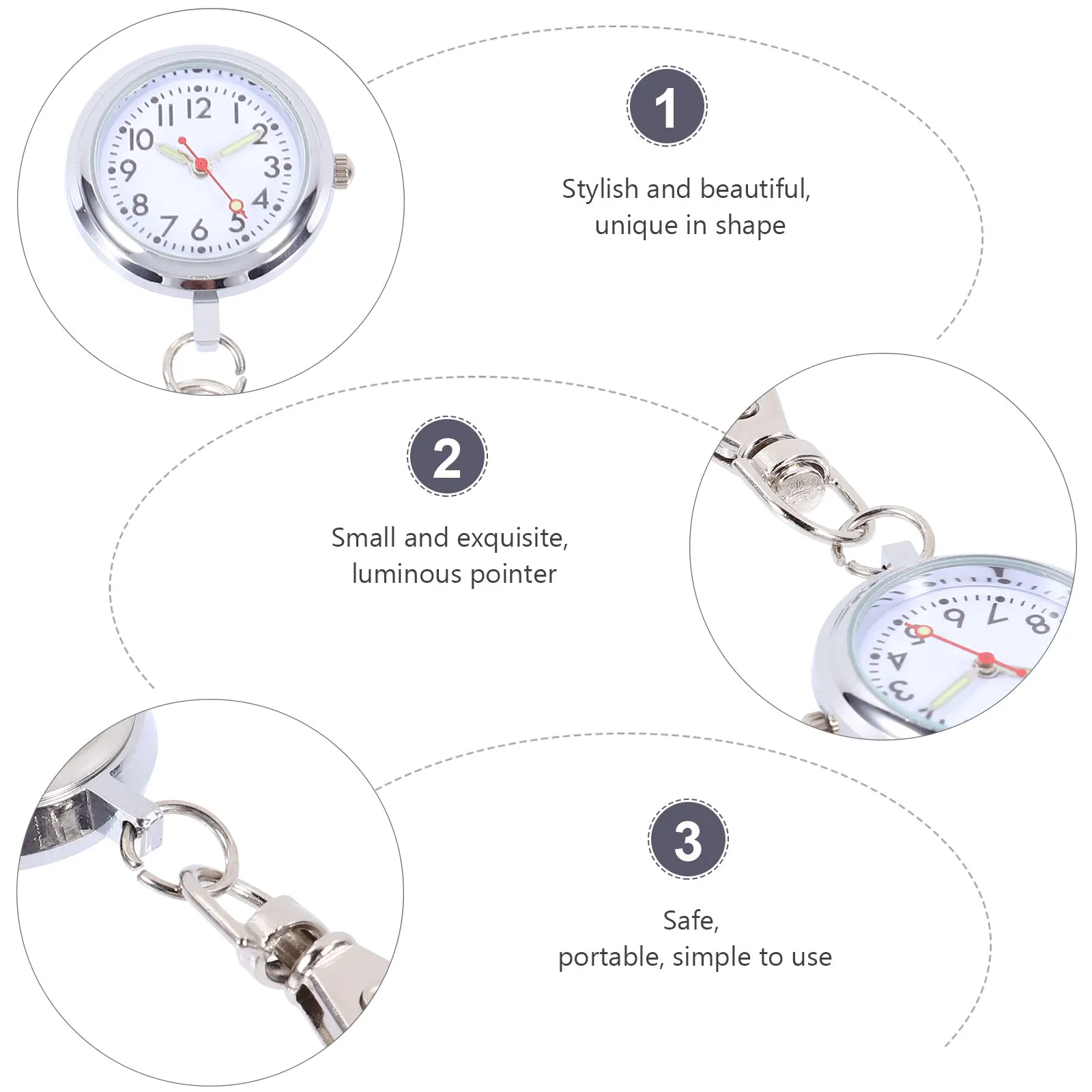 

Large Dial Pocket Keychain Pendant Vintage Key Ring for Nurses Vintage Key Ring Chain Pendant Glass Alloy Material Hospital Use