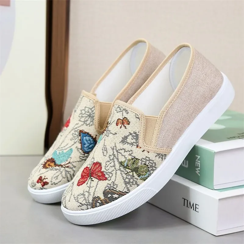 

sapatos femininas women cute round toe floral pattern spring slip on anti skid flat shoes lady casual hotel office shoes c561