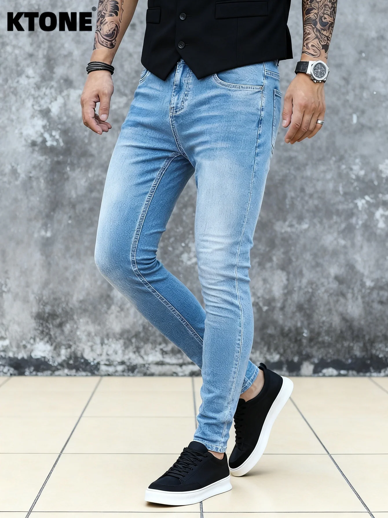 

Casual Blue Y2K Drip Men's Original Slim Jeans Pant Daily Wear Denim Trousers No accessories or belts included