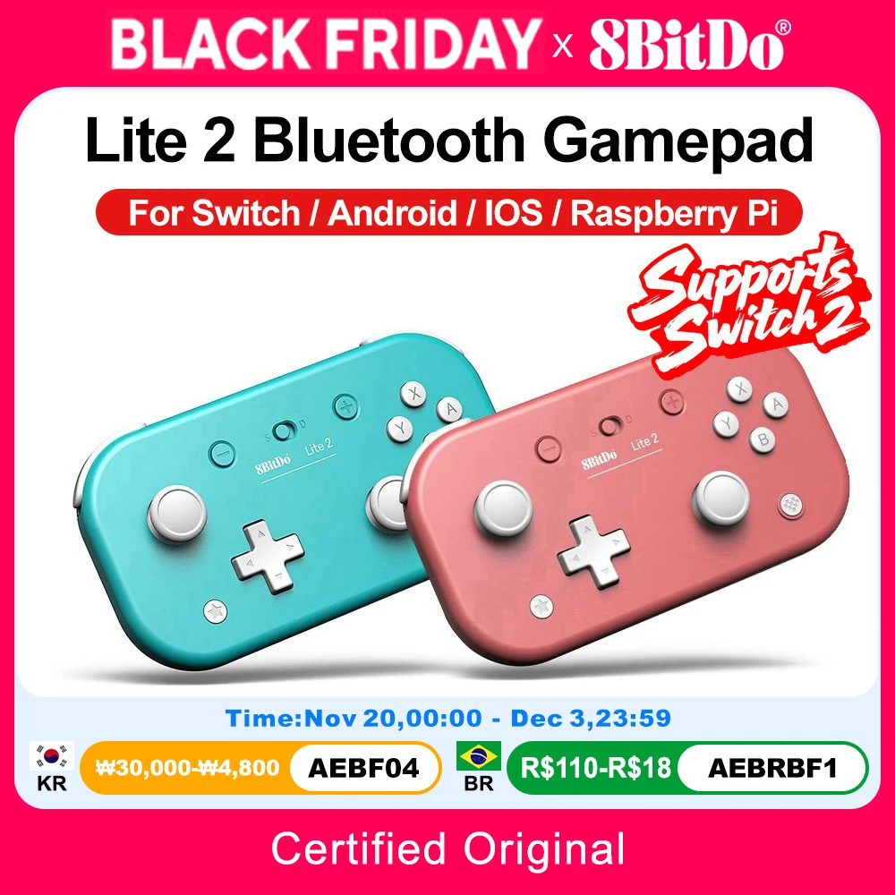 8BitDo Lite 2 Gamepads for Nintendo Switch 2 Controller Controle for Switch Raspberry Pi Android iOS iPadOS tvOS macOS Turtbo