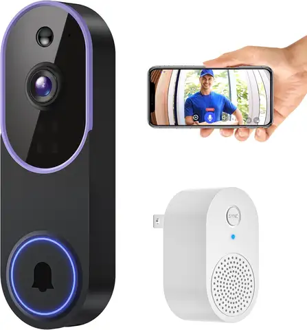Smart Wireless Video Doorbell Camera with AI Detection, Night Vision, Cloud Storage, Battery Powered for Indoor Outdoor Use