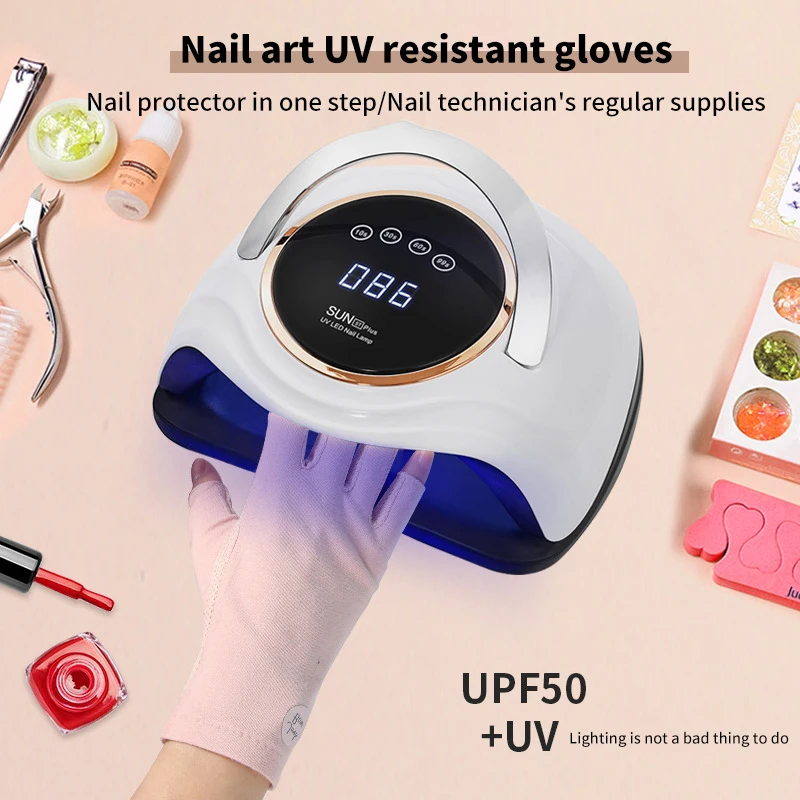 1 Paar Maniküre Handschuhe Anti-UV-Nagel Handschuhe UV-Gel Schild Handschuh Halb finger Maniküre Nail Art LED Lampe Nägel Trockner Strahlung Hand