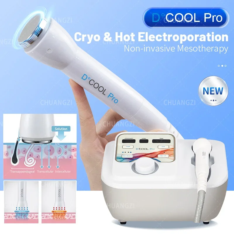 2024 ใหม่ Dcool แบบพกพา Cool + Hot + EMS สําหรับกระชับผิว Anti Puffiness Facial Electro Poration เครื่องอุปกรณ์ความงาม