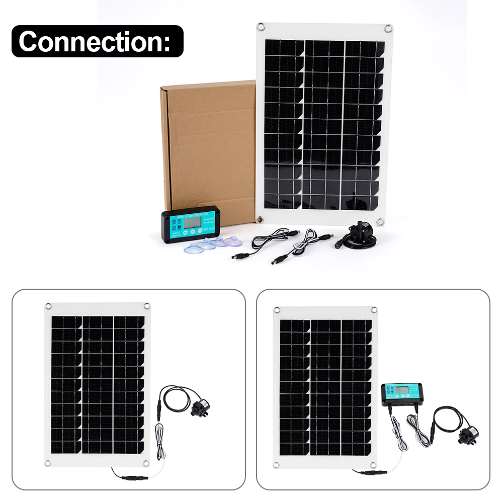 DC 12V Solar Water Pump Solar Controller Control Brushless 350L/H Ultra-quiet Submersible Motor Garden Fountain Decor