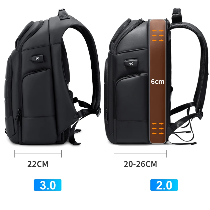 Andralyn-Mochila de Carregamento USB Impermeável, Saco de Escola, Anti-Roubo, Saco de Viagem Masculina, Fit, 15.6 \