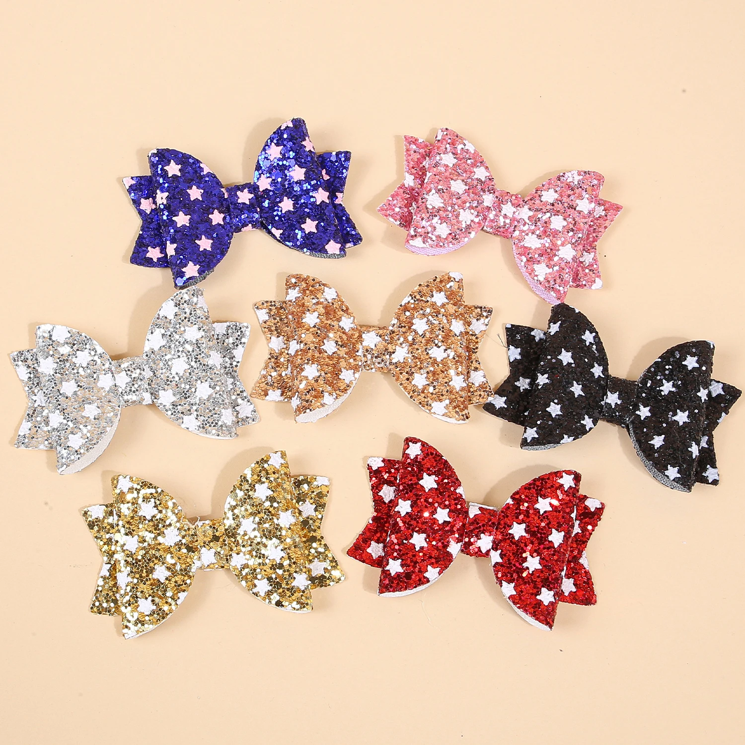 

10 шт., блестящая звезда с блестками, двойной бант, декор, аксессуары для рукоделия, аксессуары для волос ручной работы, аксессуары для декора одежды