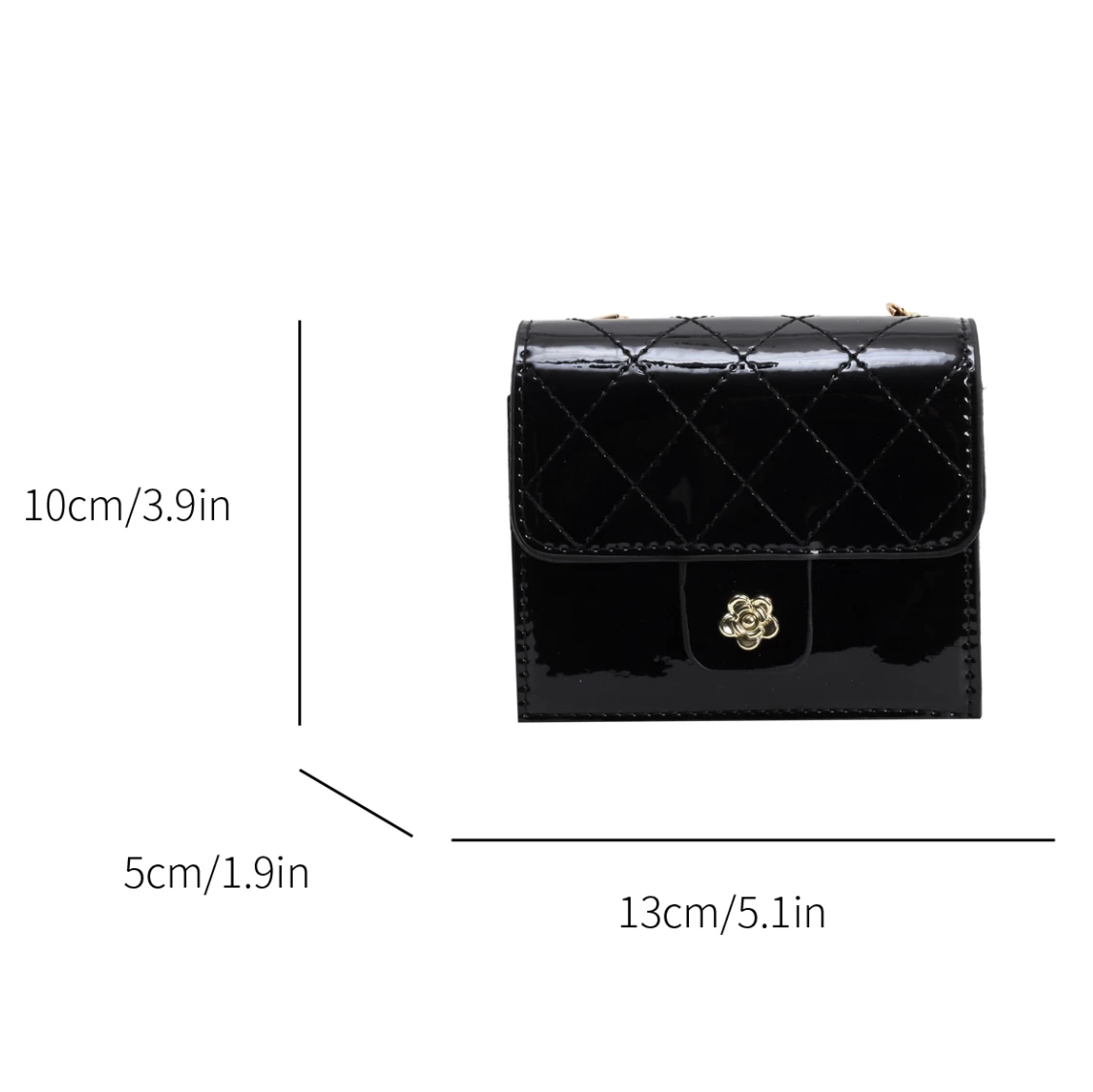 Super Mini Patent Leather Crossbody Bag For Women 2024 New Fashion Pearl Chain Handbag Coin Purse Gold Silver Lady Lipstick Bag