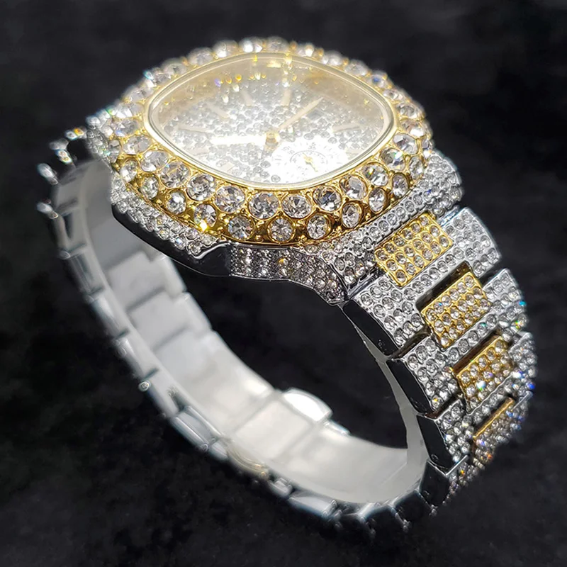 Factory Wholesale Luxury Watch Men Top Brand High Quality Diamond Wristwatch Novelty Iced Out Bling Quartz Male Clock Gift 2023