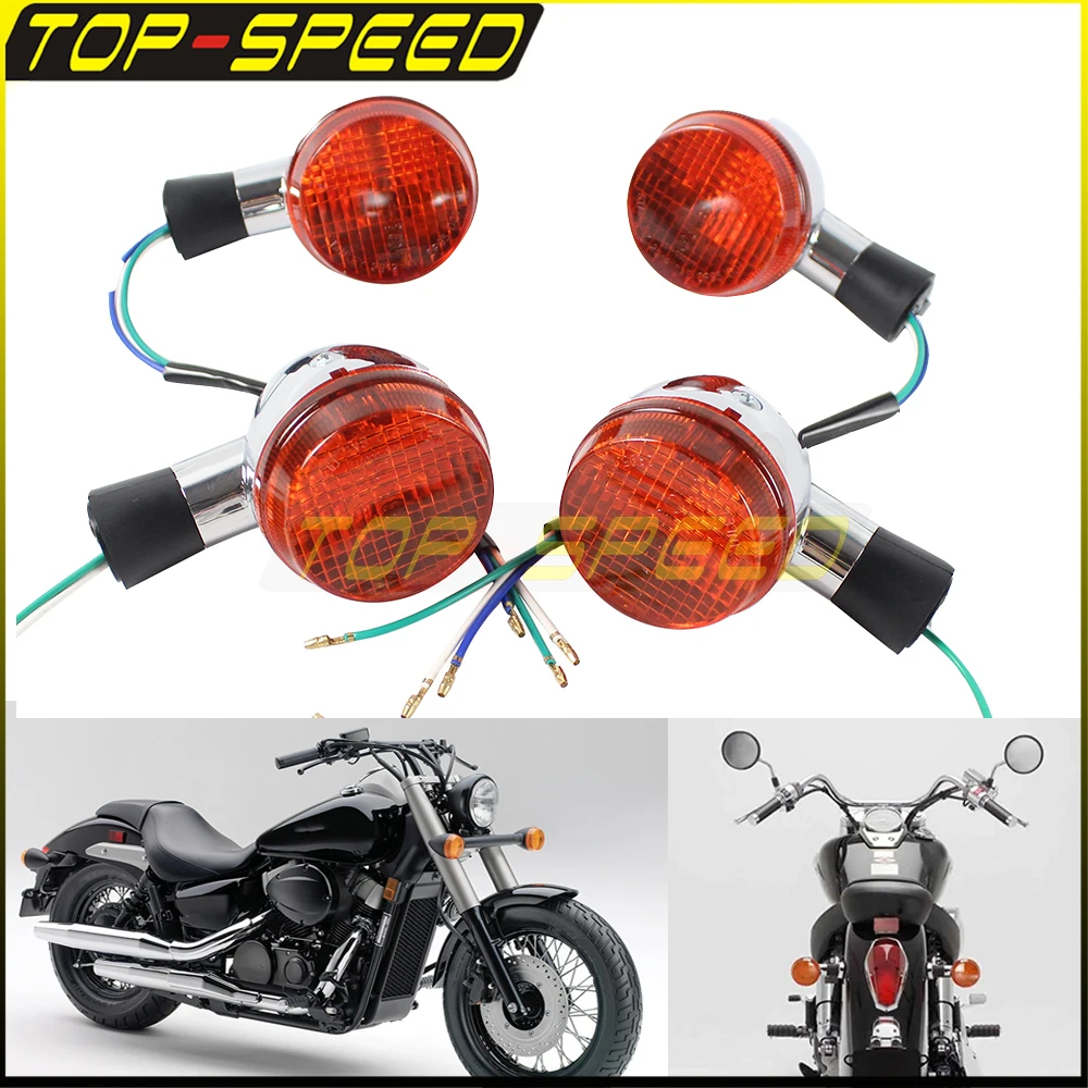 For Honda Shadow 400 750 VT750 04-07 11V Motorcycle Retro Front Rear Lamp Turn Signals Indicator Blinker Light E13 E-mark Chrome